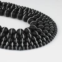 Natural Black Agate Beads Round black 98/Strand Sold By Strand