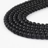 Natural Black Agaat kralen, Ronde, zwart, 4x4x4mm, 48/Strand, Verkocht door Strand