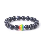 Natural Gemstone & Rainbow Bead Bracelets Round Tiger Eye Stone Blue Sandstone rainbow design 10mm 12mm Sold Per Approx 7.4 Inch Strand