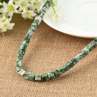 Green Spot Stone Bead, Cube, poleret, naturlige & du kan DIY, grøn, 6x6mm, Ca. 65pc'er/Strand, Solgt af Strand