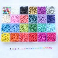 Regenbogen Glas-Rocailles, Glas, Einbrennlack, DIY & 24 Zellen, gemischte Farben, 4mm, Bohrung:ca. 1-1.5mm, 7200PCs/Box, verkauft von Box