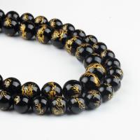 Natural Black Agaat kralen, Zwarte Agaat, Ronde, zwart, 38/Strand, Verkocht door Strand