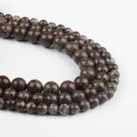 Snowflake obsidian perler, Runde, henna, 63/Strand, Solgt af Strand