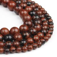 Mahogany Obsidian perle, Krug, uglađen, laterit, 63PC/Strand, Prodano By Strand