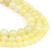 Jade helmiä, Jade Lemon, Pyöreä, kiiltävä, sinertävä keltainen, 63PC/Strand, Myymät Strand