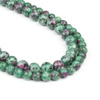 Edelsteen Sieraden Kralen, Ruby in Zoisite, Ronde, gepolijst, groen, 63PC/Strand, Verkocht door Strand