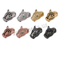 Messing Bead, Leopard, forgyldt, du kan DIY & Micro Pave cubic zirconia, flere farver til valg, nikkel, bly & cadmium fri, 16.80x9.50mm, Solgt af PC