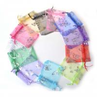 Organza Sac drawstring, conception de papillon & normes différentes pour le choix & or accentué, plus de couleurs à choisir, 100PC/sac, Vendu par sac