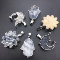 Natuurlijke Agate Druzy hanger, Agaat, plated, willekeurig verzonden & Andere vorm voor keuze, gemengde kleuren, Verkocht door PC