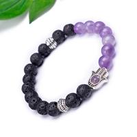 Gemstone Bracelets Natural Stone with Lava & Zinc Alloy Unisex Sold By PC