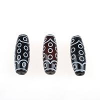 Ágata natural tibetano Dzi Beads, Ágata tibetana, Coluna, preto, 13.50x13.50x38mm, 1/PC, vendido por PC