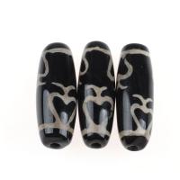 Natural Tibetan Agate Dzi Beads Column black 1/PC Sold By PC