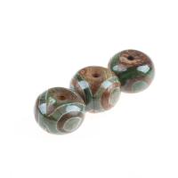 Naturlige tibetanske Agate Dzi Beads, Tibetansk agat, Kolonne, grøn, 20x14mm, 5pc'er/Bag, Solgt af Bag