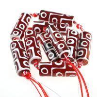 Naturlige tibetanske Agate Dzi Beads, Tibetansk agat, Kolonne, flere farver til valg, 11x11x30mm, 10pc'er/Bag, Solgt af Bag