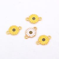 Flower Zinc Alloy Connector Daisy gold color plated DIY & enamel nickel lead & cadmium free Sold By Bag