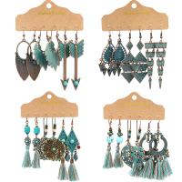 Zinc Alloy Stud Earring Tassel three pieces & fashion jewelry Sold By Set