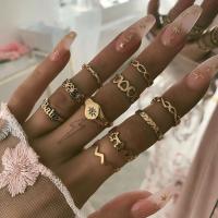 Zinklegering Ring Set, Zinc Alloy, gold plated, voor vrouw & met strass, nikkel, lood en cadmium vrij, 10pC's/Stel, Verkocht door Stel