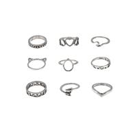 Zink legering Ring Sæt, Zinc Alloy, antik sølv farve forgyldt, ni stykker & for kvinde, nikkel, bly & cadmium fri, 9pc'er/sæt, Solgt af sæt