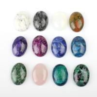 Gemstone Cabochons, gemstone Chips, ellipse, flere farver til valg, 25x18mm, 5pc'er/Bag, Solgt af Bag