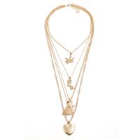 Mode Multi laag ketting, Zinc Alloy, gold plated, multilayer & twist ovale keten & voor vrouw, nikkel, lood en cadmium vrij, Per verkocht Ca 13.8 inch Strand