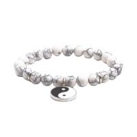 Edelsteen armbanden, Natuursteen, silver plated, elastische & Tai Ji & verschillende materialen voor de keuze & uniseks & mat, meer kleuren voor de keuze, 8mm, Per verkocht Ca 7.5 inch Strand