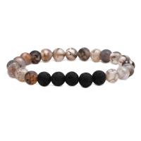 Agaat armbanden, Dragon Veins Agaat, met Lava, elastische & uniseks, meer kleuren voor de keuze, 8mm, Per verkocht Ca 7.5 inch Strand