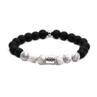 Gemstone Bracelets Abrazine Stone with Howlite plated elastic & Zodiac symbols jewelry & Unisex nickel lead & cadmium free Length Approx 7.5 Inch Sold By Set