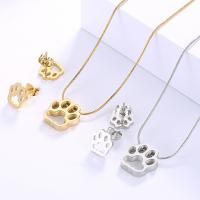 Stainless Steel Nakit Kompleti, Stud naušnica & ogrlica, Nehrđajući čelik, Noga, 18K pozlatom, za žene, više boja za izbor, 10x10mm,15x14mm, Prodano By Set