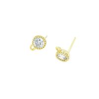 Messing Earring Bericht, 14K vergulde, DIY & micro pave zirconia, nikkel, lood en cadmium vrij, 5mm, Verkocht door pair