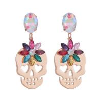 Crystal Øreringe, Metal Alloy, Skull, for kvinde, Champagne, 75mm, Solgt af par