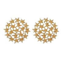 Zinklegering oorknoppen, Zinc Alloy, gold plated, voor vrouw, nikkel, lood en cadmium vrij, 35x35mm, Verkocht door pair