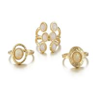 Zinklegering Ring Set, Zinc Alloy, met Sea Opal, gold plated, drie stuks & voor vrouw, nikkel, lood en cadmium vrij, Verkocht door Stel