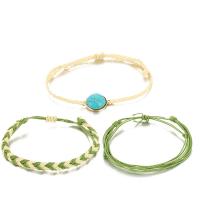 Mode créer Bracelets cordon de cire, alliage de zinc, avec turquoise, Placage de couleur d'or, trois pièces & pour femme, plus de couleurs à choisir, protéger l'environnement, sans nickel, plomb et cadmium, Vendu par fixé