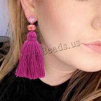 Fashion Fringe Boucles d'oreilles, alliage de zinc, avec Fil de coton & cristal & résine, pour femme, plus de couleurs à choisir, Vendu par paire