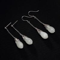 925 Boucles d’oreilles Sterling Silver Drop & Dangle, Argent sterling 925, avec Hetian Jade, styles différents pour le choix & pour femme, plus de couleurs à choisir, 36x95mm, Vendu par paire