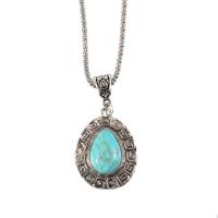 Collier de bijoux en alliage de zinc, avec turquoise, Placage, bijoux de mode & pour femme, protéger l'environnement, sans nickel, plomb et cadmium, 21cm-50cm, Vendu par brin