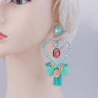 Pendientes de Cristal, aleación de zinc, con Algodón & Cristal & resina, para mujer, más colores para la opción, Vendido por Par