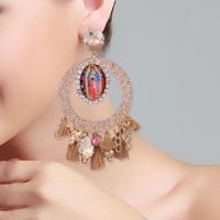 Crystal Øreringe, Zinc Alloy, med Bomuld & Krystal & Resin, for kvinde, safir, Solgt af par