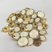 Shell Halsband, Rund, guldfärg pläterade, färgade & DIY, blandade färger, 14*18mm~20*25mm, Säljs av PC