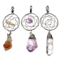 Quartz Gemstone Pendants Zinc Alloy with Quartz fashion jewelry & DIY & Unisex nickel lead & cadmium free 60-66mm 6-14x22-28x7-11mm Approx Sold By PC