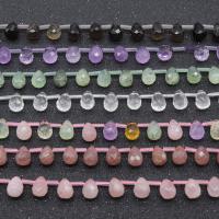 Blandet Gemstone perler, Naturlig Quartz, Teardrop, du kan DIY & facetteret, flere farver til valg, 14x10mm, 27PC/Strand, Solgt af Strand