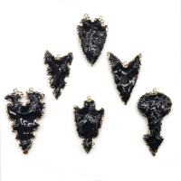 Natural Black Obsidian Pendants gilding DIY black Sold By PC