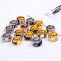 Titantium Steel fingerring, Titanium Stål, med rhinestone ler bane, forgyldt, forskellig størrelse for valg & forskellige stilarter for valg & for kvinde, flere farver til valg, 11mm, Solgt af PC