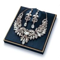 Zinklegering Sieraden Sets, oorbel & halsketting, Zinc Alloy, plated, 2 stuks & verschillende stijlen voor de keuze & voor vrouw & met strass, meer kleuren voor de keuze, nikkel, lood en cadmium vrij, 15x90mm, Lengte Ca 16.54 inch, Verkocht door Stel