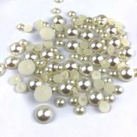 Plastic Cabochons, ABS Plastic, Koepel, DIY & verschillende grootte voor keus & imitatie parel, beige, Ca 5000pC's/Bag, Verkocht door Bag