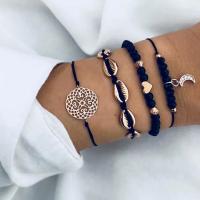 Pulsera de Aleación de Zinc, con Cordón de cera, chapado en color dorado, diferente cantidad para la elección & antifatiga & giro oval & para mujer & con diamantes de imitación, más colores para la opción, libre de níquel, plomo & cadmio, Vendido por Set