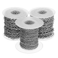 Rozsdamentes acél Rolo lánc, Stainless Steel, galvanizált, különböző méretű a választás, 10Yards/spool, Által értékesített spool