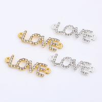 Lettre Zinc Alloy connecteur, alliage de zinc, Lettre d’alphabet, Placage, DIY & pour femme & avec strass, plus de couleurs à choisir, protéger l'environnement, sans nickel, plomb et cadmium, 37x10x2.50mm, Vendu par PC