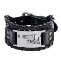 Leather Cord Bracelet Zinc Alloy with Faux Leather & Iron fashion jewelry 27.5CMx3.8CM Sold By PC