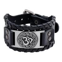 Lædersnor armbånd, Zinc Alloy, med kunstigt læder, mode smykker, flere farver til valg, 27.5CMx3.8CM, Solgt af PC